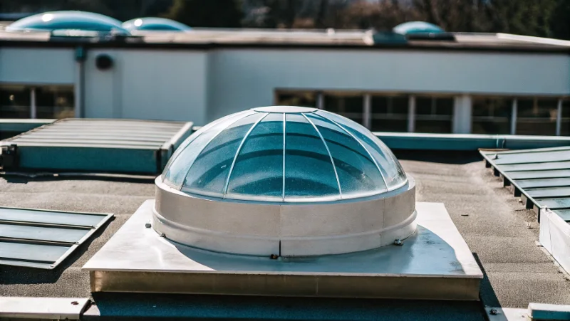 GPS controlled solar tracking dome installed on commercial building roof